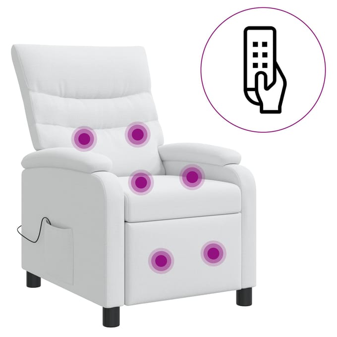 vidaXL - Massage - Relaxstoel - Wit - Stof