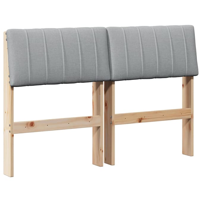 vidaXL Gestoffeerd hoofdbord Lichtgrijs 120 cm Massief grenenhout