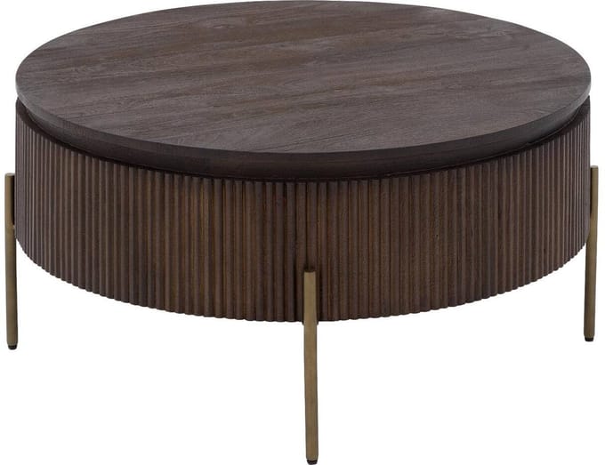 Goossens Dagmar Salontafel - Hout - 90 x 45 x 90 cm - Rond - bruin