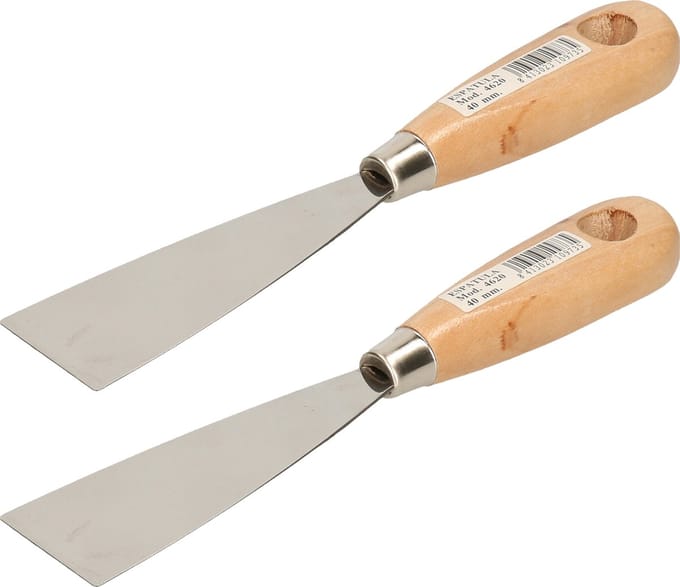 Amig Plamuurmes - 2x - werkbreedte 40 mm - roestvrij staal - houten greep