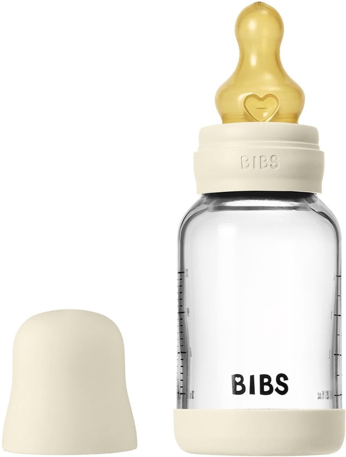 BIBS Fles - Slow Flow - 120 ml - Glas/Latex - Ivory