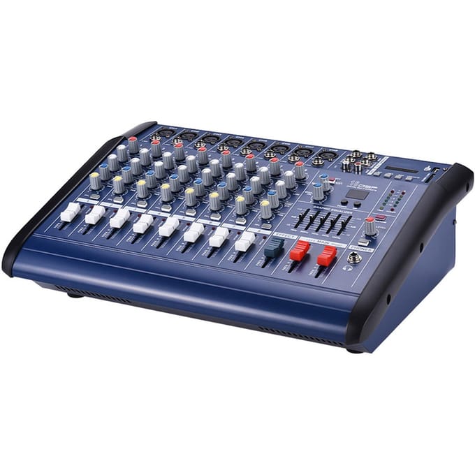 8 Kanalen Versterkte Mixer Versterker Digitale Audio Mengpaneel Versterker met 48V Fantoomvoeding USB/ SD EU Plug