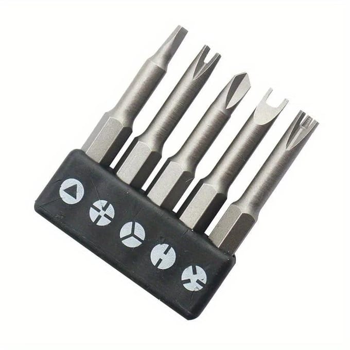 Jeu de 5 tournevis magnétiques Y U Forme Triangle Trois Points Embout de tournevis de sécurité Outil de réparation Accessoires pour perceuse électrique grise