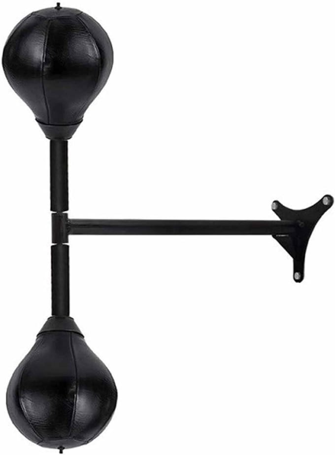 Boksbal Set - Speedball Trainer - Stress Verlichten - Dubbele Eindbal - 40 cm Stang - Zwart