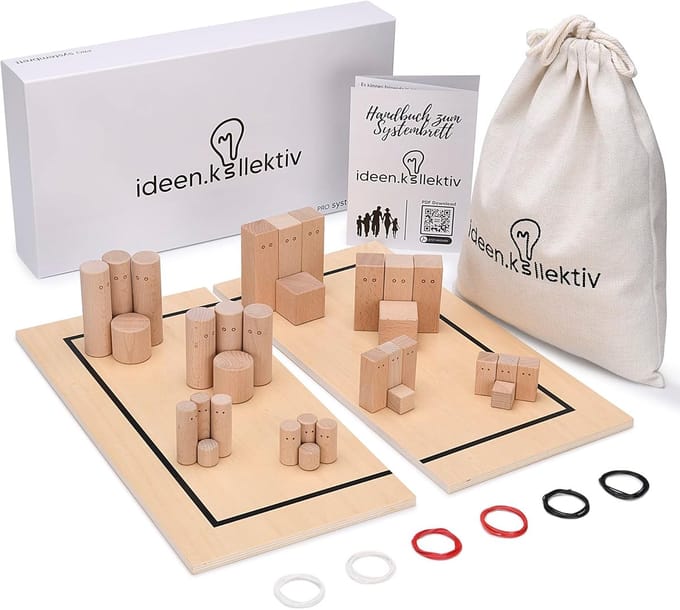 Systemisch Bord - Familiebord Coaching - Systemische Coaching - Deelbaar Houten Bord - Vierkant - Bruin