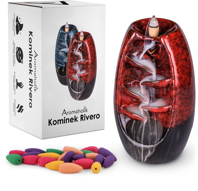 Rivero™ - Wierookhouder Backflow - Waterval Effect - Keramiek - Handgemaakt - Rood/Bruin