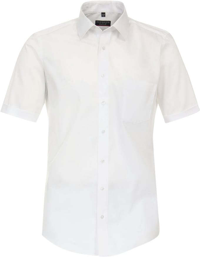 Redmond modern fit overhemd - korte mouw - popeline - wit