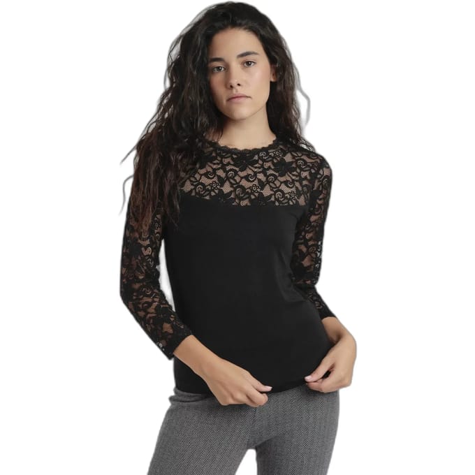 Dames lange mouw kant T-shirt Admas