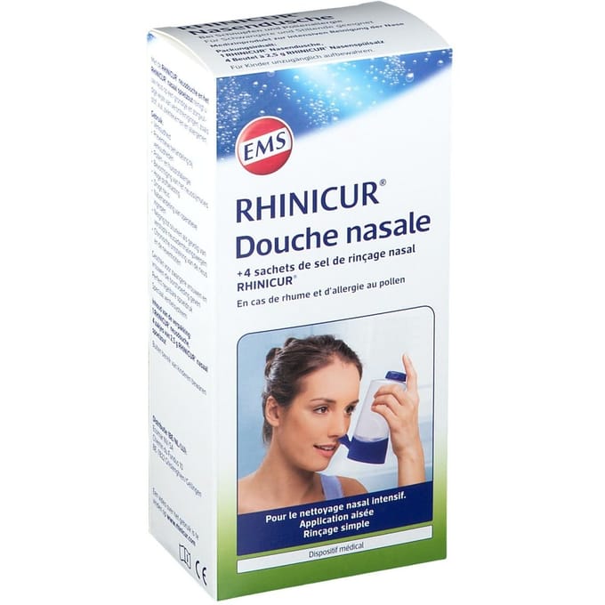 Rhinicur Neusdouche + 4 Zakjes Nasaal Spoelzout 1 Set