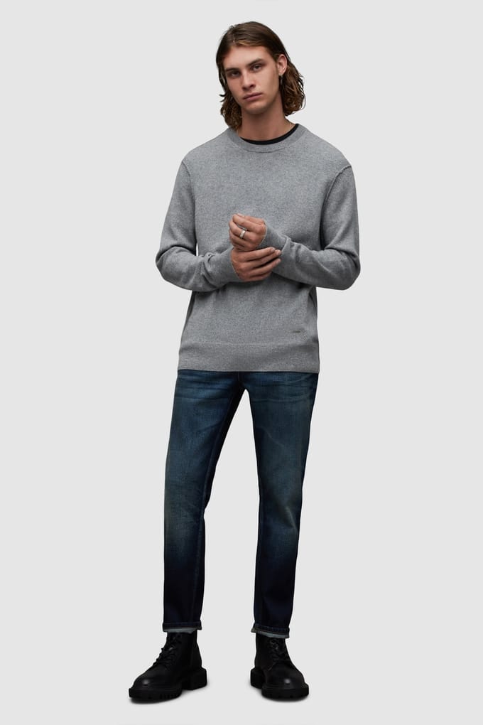 AllSaints Finn Cashmere Crew Grey Marl Taglia: XXL | Maglioni a maglia Outlet | Uomo | Grigio