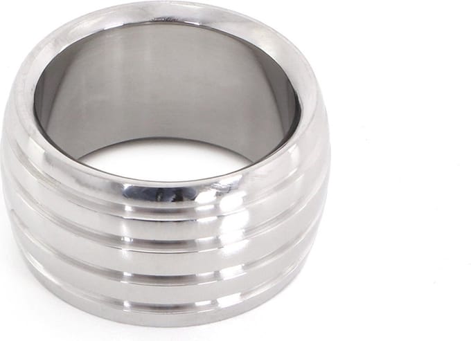 Kiotos - Luxe RVS Donut Cockring Fancy Met voelbare Groeven 35 mm