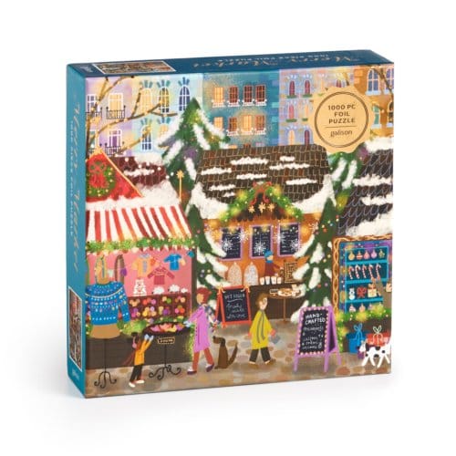 Joy Laforme Merry Market 1000 Piece Foil Puzzle In A Square Box - Galison