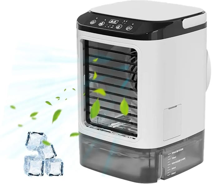 NordHaus Draagbare Luchtkoeler - Mini Airconditioner - Desktop Ventilator - 900 ml Waterreservoir - Wit
