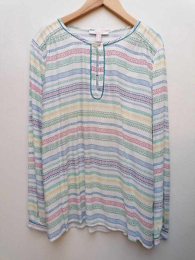 Witte blouse met kleurenstreep - Esprit - maat 34