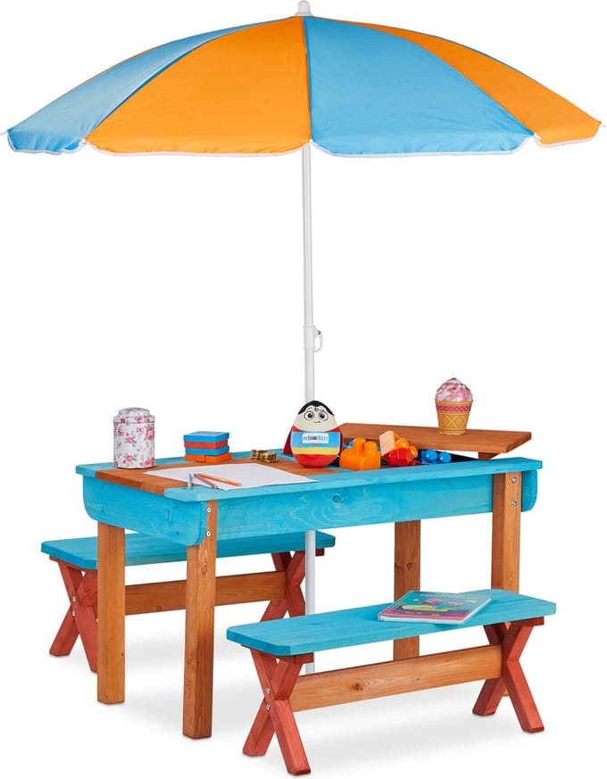 picknicktafel kinderen - met parasol - 50,5 x 90 x 49 cm - speeltafel - hout