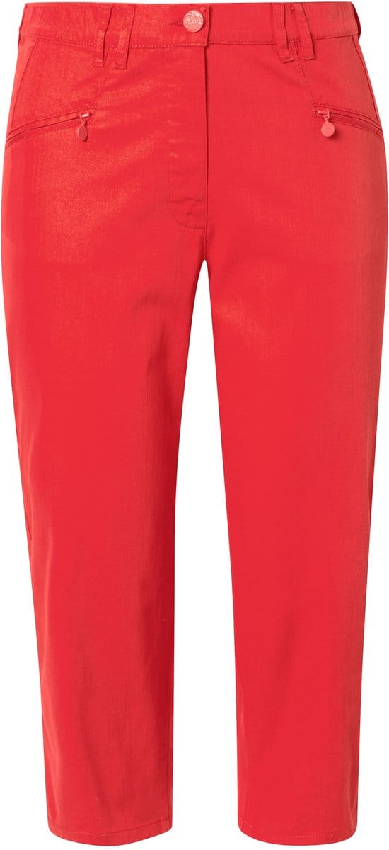 Ulla Popken - Dames - 7/8-jeans Mony elastische tailleband ritszakken - Koraal - Maat 50