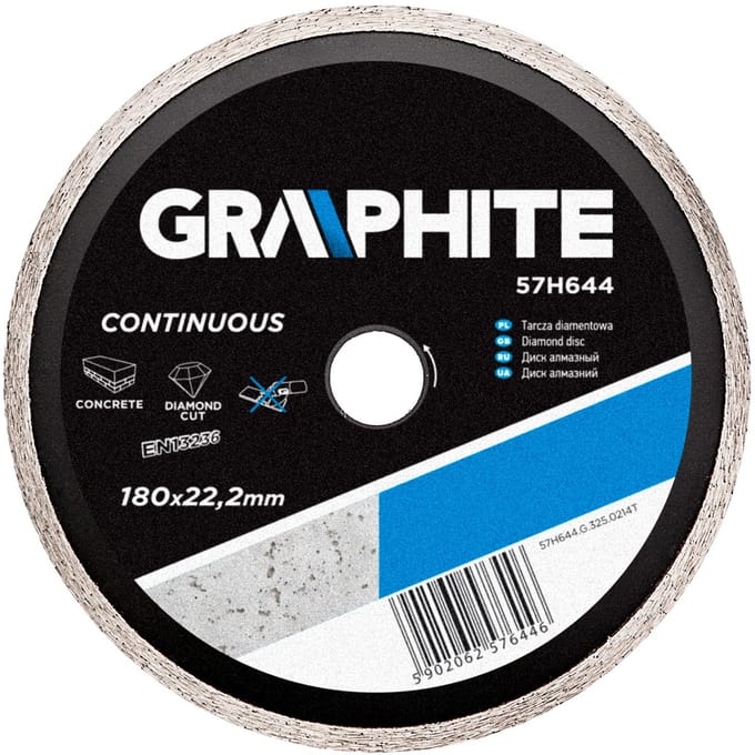 Graphite - Diamantschijf - 180mm - Vol Segment - Geschikt voor Keramiek