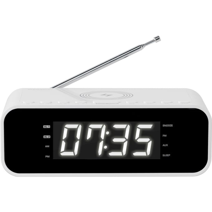 Thomson CR221I - Wekkerradio - Dubbel alarm - Inductie Telefoon oplader - Wit