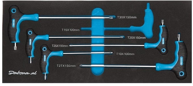 Datona® 6-delige torx sleutelset met T-greep in Pro softmodule - T10 tot T30