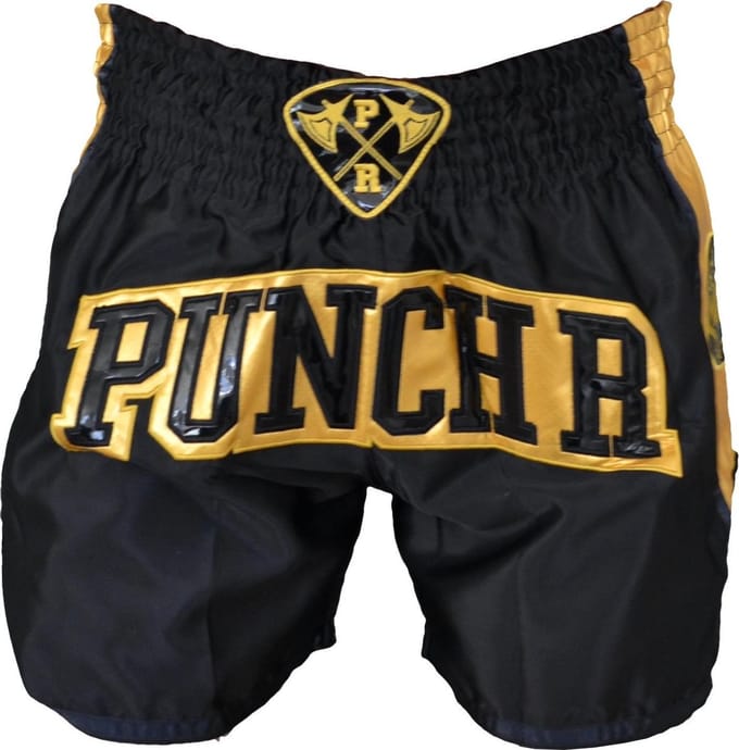 PunchR Muay Thai Kickboks Broek MTS7 Zwart Goud - M