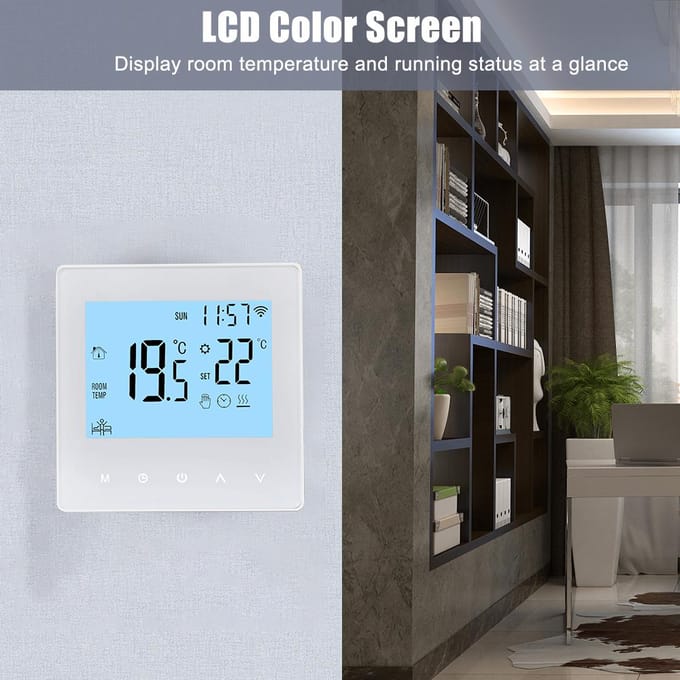 Smart Tuya WiFi-thermostaat 16A/3A Digitaal programmeerbaar LCD-scherm Vloerverwarmingstemperatuur 3A Water Heating blauw/wit
