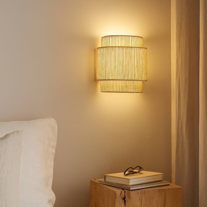 Lindby - wandlamp - 1licht - Papier, metaal - H: 25 cm - E27 - beige