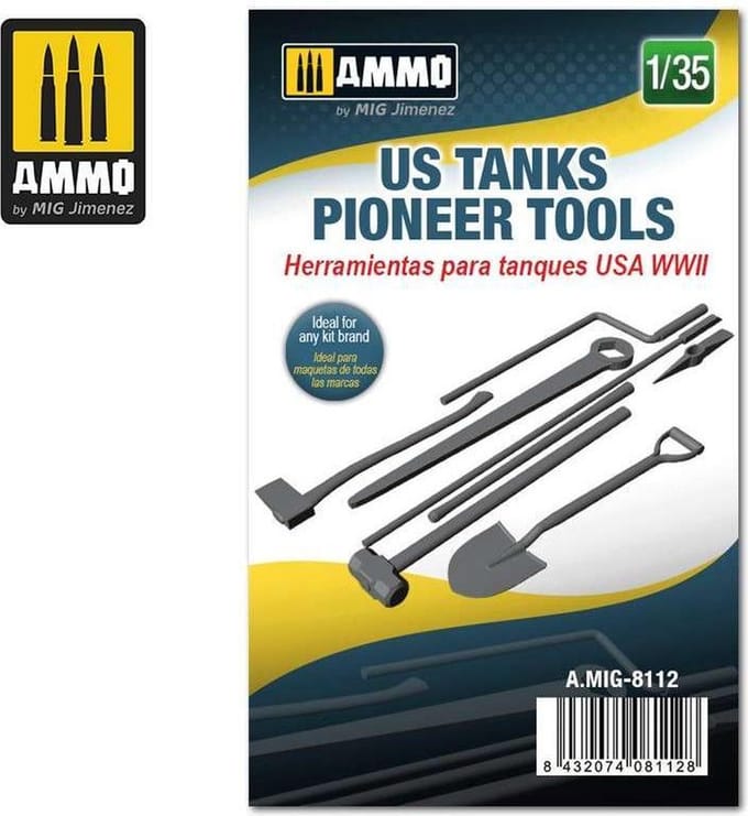 AMMO by Mig Jimenez Modelbouwpakket - AMMO MIG 8112 US WWII Tank Pioneer Tools Resin onderdeel - 1:35 - Modelbouw