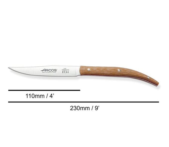 Tafelmessen - Arcos - Set van 4 stuks - Nitrum Roestvrij Staal - Micarta Handvat - 110 mm rood