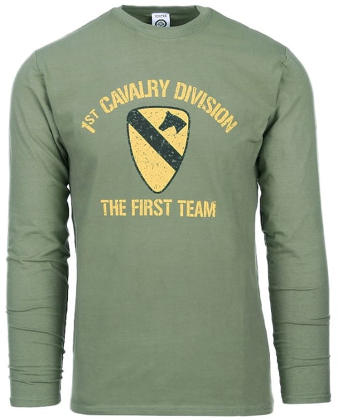 Fostex WWII Series - T-shirt First Cavalry Division long sleeve (kleur: Groen / maat: S)