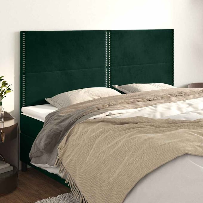 vidaXL Hoofdbord donkergroen 180x5x118/128 cm fluweel