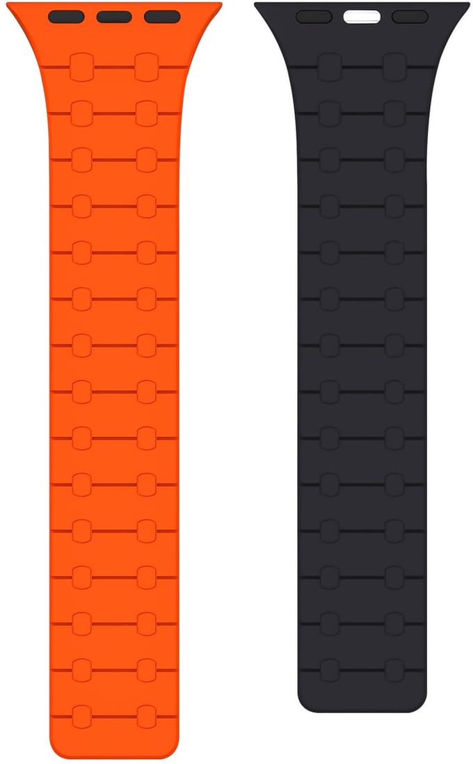 Rixus Magnetic Silicone Band For Apple Watch 38mm, 40mm, 41mm Orange And Midnight