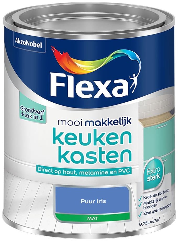 Flexa - Mooi Makkelijk Keukenkasten Mat - Puur Iris - Mengverf - 750 Ml