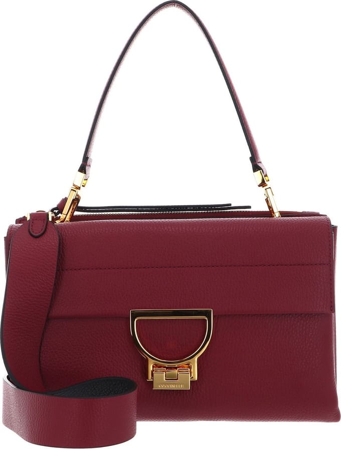 COCCINELLE Leren Schoudertas Handtas Arlettis Handbag Garnet Red Wijnrood