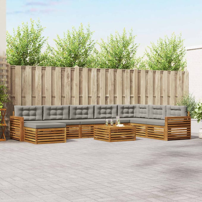 vidaXL - Buiten - bank - set - 9 - st - Natuurlijk - en - Licht - Grijs