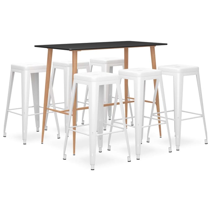 vidaXL - 7-delige - Barset - zwart - en - wit