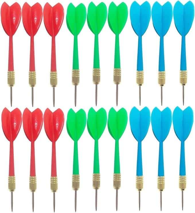 Complete Dart Set met 18 Stuks - Stalen Punt Darts, Vliegers en Plastic Tips voor Training en Vermaak