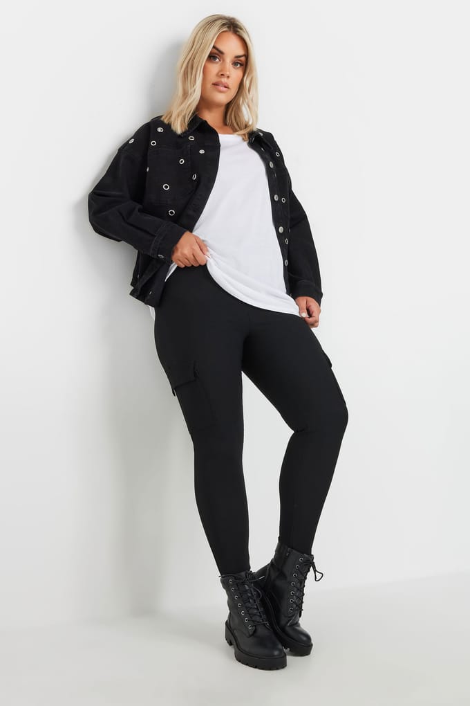 Yours Legging Met Cargozakken In Zwart Size 48