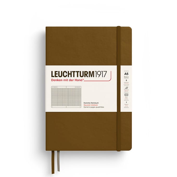 Leuchtturm1917 A5 Medium Notitieboek Natural Colours Squared/Geruit Spice Brown