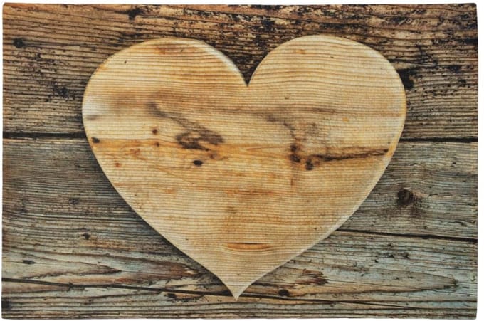 deurmat hout hart 75x50cm