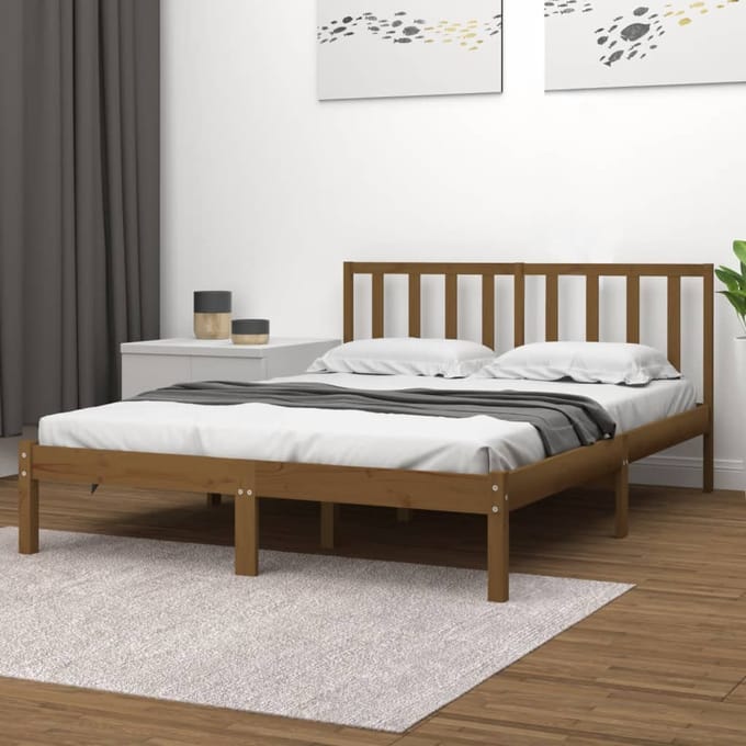 vidaXL - Bedframe - massief - grenenhout - honingbruin - 200x200 - cm