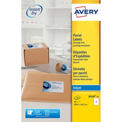 Huismerk Avery J8168-25 Inkjet Printer Etiket 199,6x144,5mm