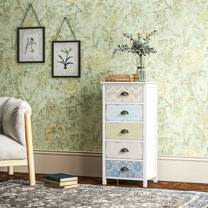 Sweiko Ladekast - 5 Lades - 46 × 34 × 97.5 cm - Kleurrijk patroon
