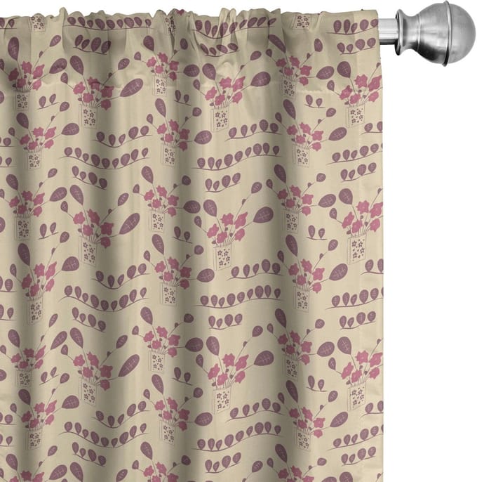 ABAKUHAUS – 2-delige gordijnset, microvezel, halfverduisterend, beige