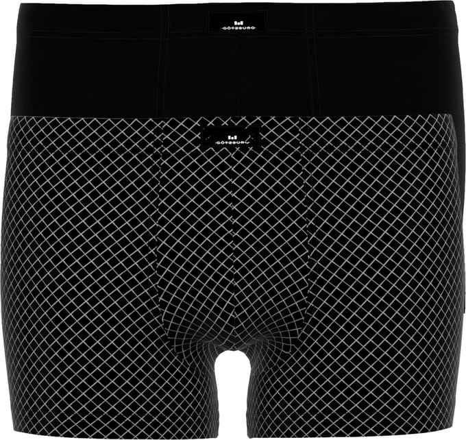 Gotzburg heren boxer normale lengte (2-pack) - zwart geruit