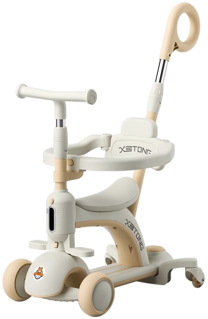 6-in-1 - Step, Loopfiets & Kinderwagen (1-6 jaar) – LED Wielen - 360° Draaibaar - Verstelbare Duwstang