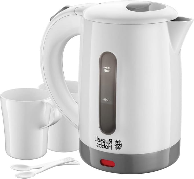 Reis Waterkoker - Compacte Ketel - Koffie Maken - Universele Spanning - 085 Liter - Wit Grijs