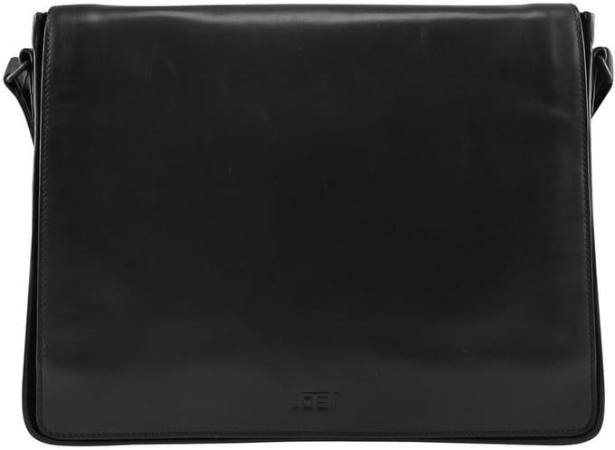 JOST Leren schoudertas laptoptas met laptopvak Aarhus Shoulder Bag Black zwart