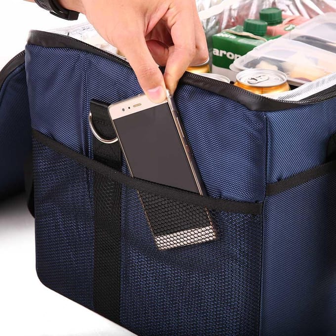 TOMSHOO Grote Capaciteit Geïsoleerde Herbruikbare Opvouwbare Koeltas Boodschappentas 18L gray