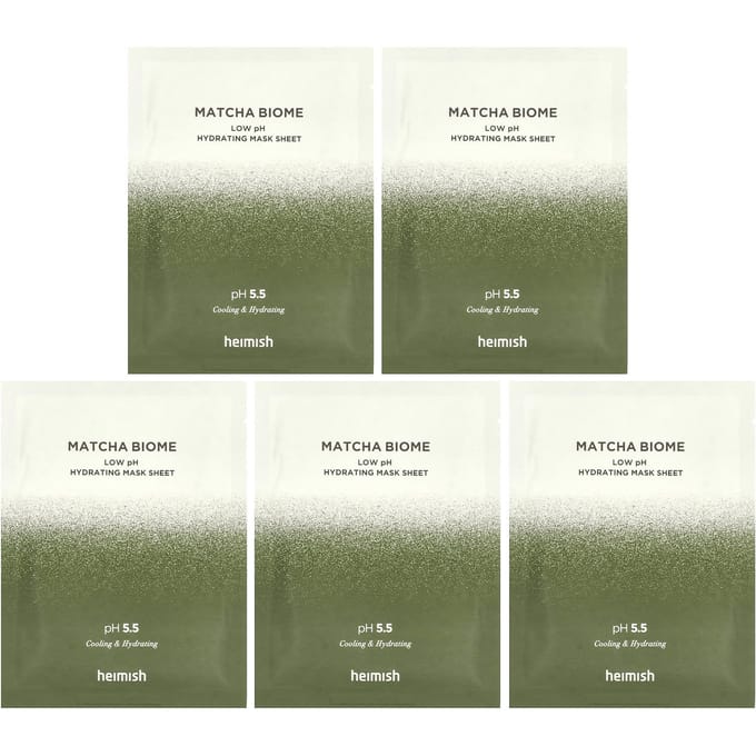 Matcha Biome, Mild Zuur Hydraterend Beauty Maskerblad, 5 Bladjes, 30 ml Per Stuk gray