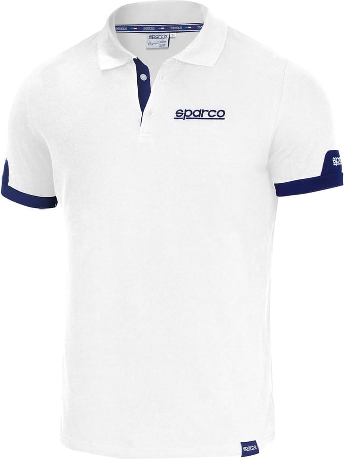 Sparco Corporate Poloshirt - Wit/Marineblauw/Zwart